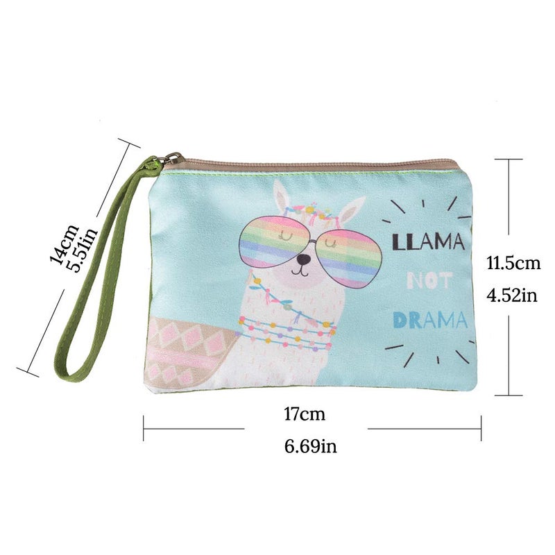 Rantanto Small Cute Cash Coin Purse, Canvas Change Purse, Kawaii Coin Pouch With Handle Christmas Gift For Women Teenager Girls (BG0014 Llama With Glasses) - Image 2
